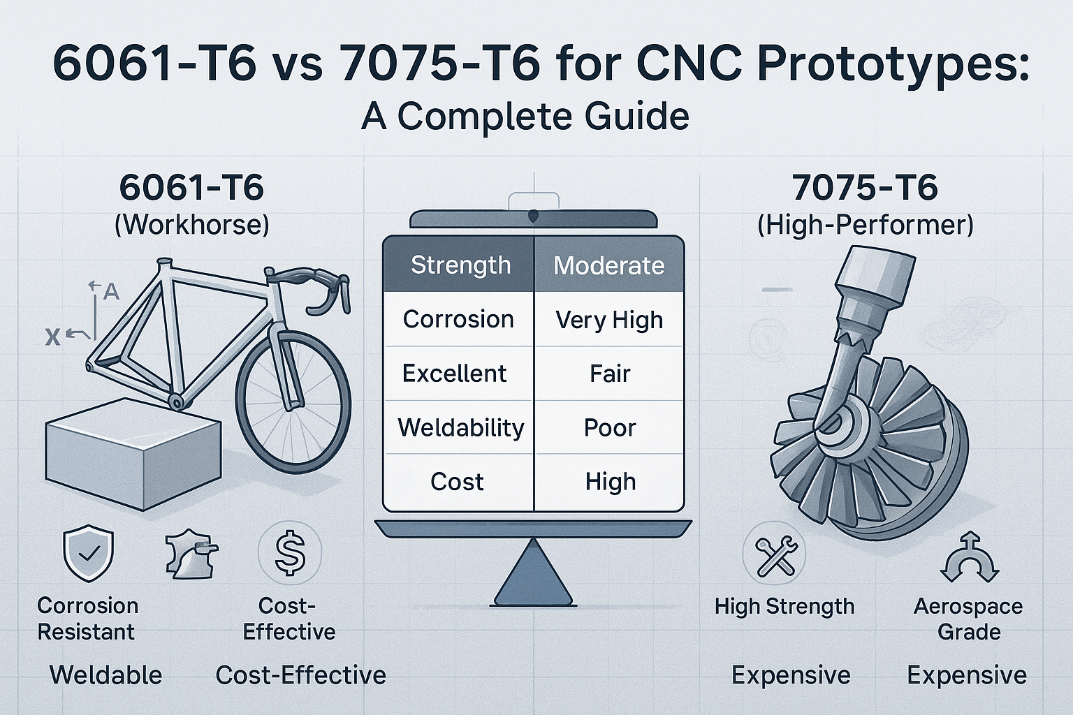 6061-T6 vs 7075-T6 für CNC-Prototypen